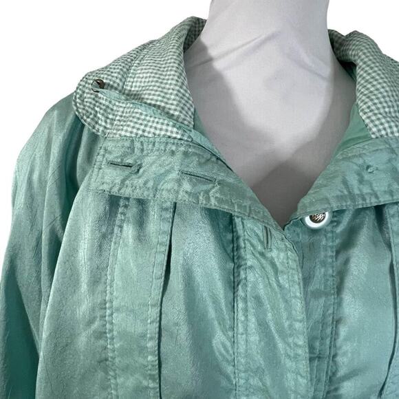 Vintage 90s Mint Green Nylon Windbreaker L/XL Oversized Retro Jacket - Picture 6 of 9